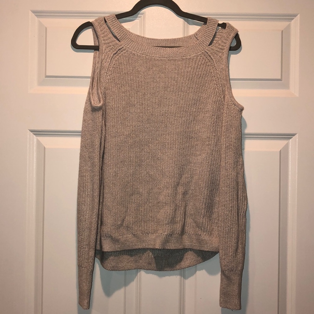 Open Shoulder Cream Sweater